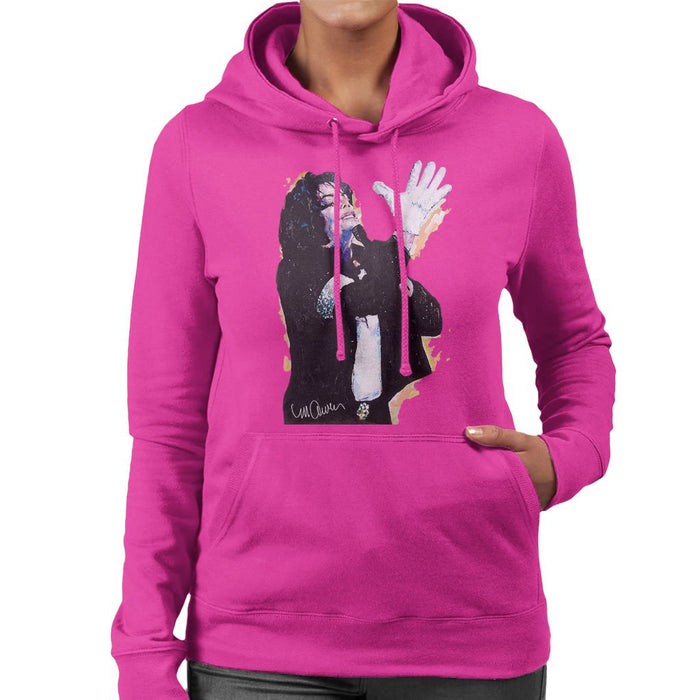 Sidney Maurer Original Portrait Of Michael Jackson White Glove Womens Hooded Sweatshirt - Womens Hooded Sweatshirt