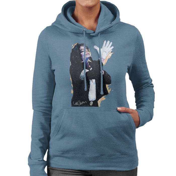 Sidney Maurer Original Portrait Of Michael Jackson White Glove Womens Hooded Sweatshirt - Womens Hooded Sweatshirt