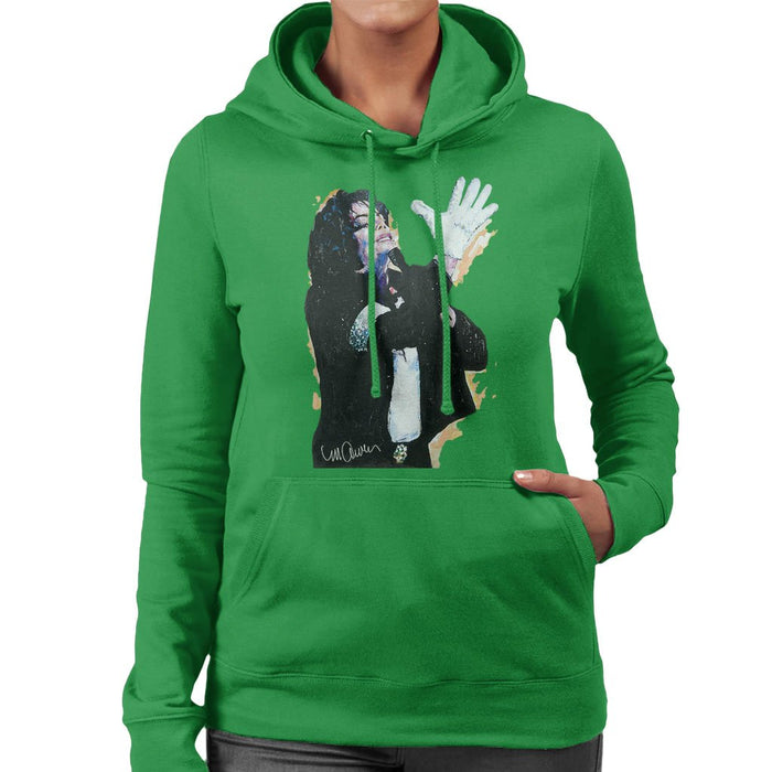 Sidney Maurer Original Portrait Of Michael Jackson White Glove Womens Hooded Sweatshirt - Womens Hooded Sweatshirt