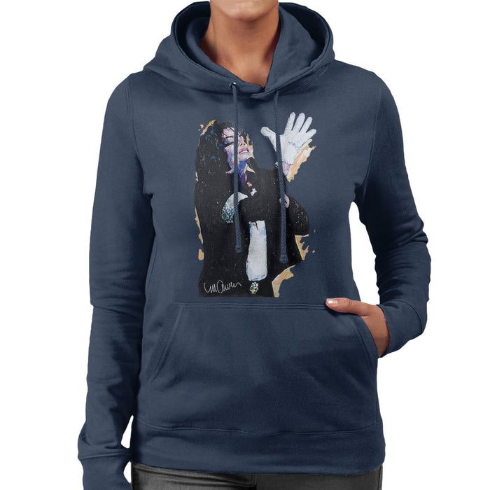 Sidney Maurer Original Portrait Of Michael Jackson White Glove Womens Hooded Sweatshirt - Womens Hooded Sweatshirt