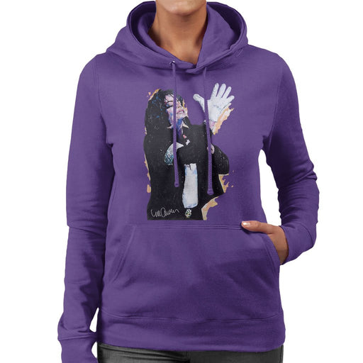 Sidney Maurer Original Portrait Of Michael Jackson White Glove Womens Hooded Sweatshirt - Womens Hooded Sweatshirt