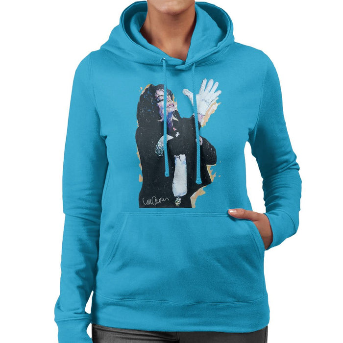 Sidney Maurer Original Portrait Of Michael Jackson White Glove Womens Hooded Sweatshirt - Womens Hooded Sweatshirt