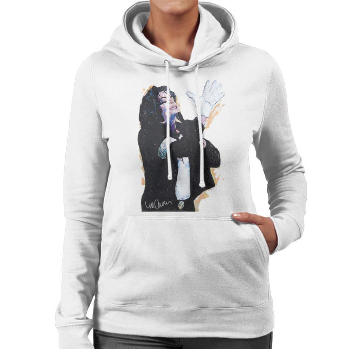 Sidney Maurer Original Portrait Of Michael Jackson White Glove Womens Hooded Sweatshirt - Womens Hooded Sweatshirt