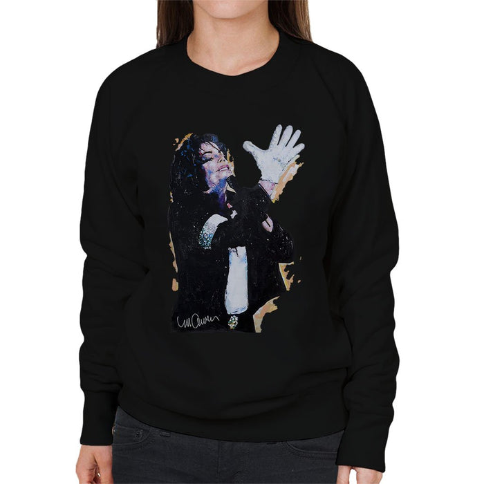 Sidney Maurer Original Portrait Of Michael Jackson White Glove Womens Sweatshirt - Womens Sweatshirt