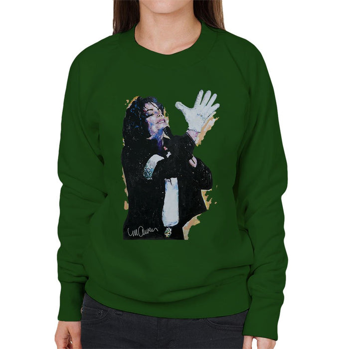 Sidney Maurer Original Portrait Of Michael Jackson White Glove Womens Sweatshirt - Womens Sweatshirt