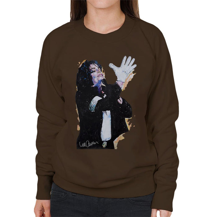 Sidney Maurer Original Portrait Of Michael Jackson White Glove Womens Sweatshirt - Womens Sweatshirt