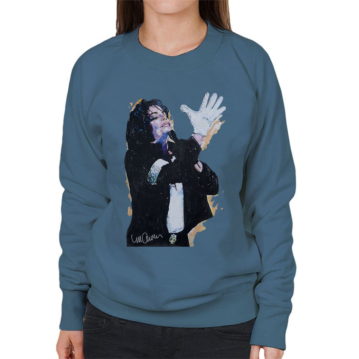 Sidney Maurer Original Portrait Of Michael Jackson White Glove Womens Sweatshirt - Womens Sweatshirt