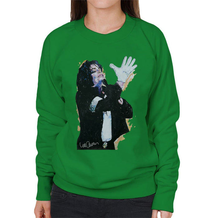 Sidney Maurer Original Portrait Of Michael Jackson White Glove Womens Sweatshirt - Womens Sweatshirt
