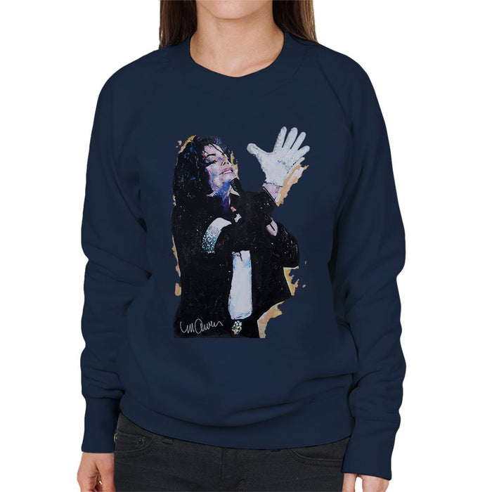 Sidney Maurer Original Portrait Of Michael Jackson White Glove Womens Sweatshirt - Womens Sweatshirt