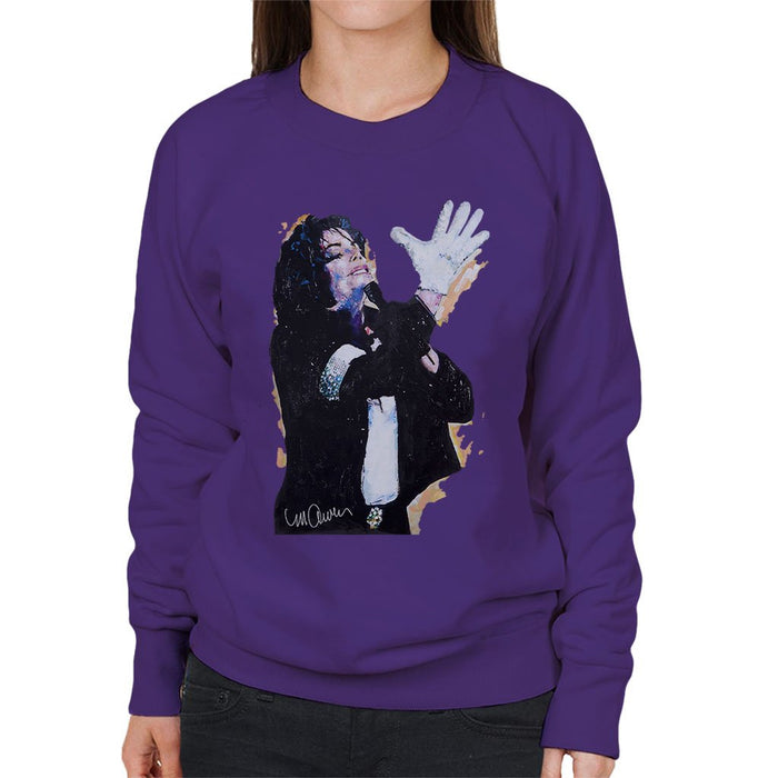 Sidney Maurer Original Portrait Of Michael Jackson White Glove Womens Sweatshirt - Womens Sweatshirt