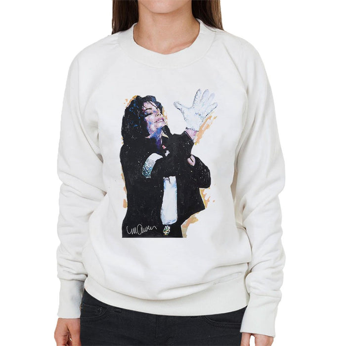 Sidney Maurer Original Portrait Of Michael Jackson White Glove Womens Sweatshirt - Womens Sweatshirt