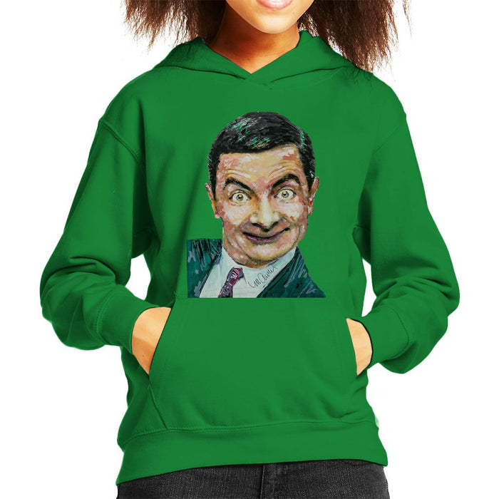 Sidney Maurer Original Portrait Of Mr Bean Rowan Atkinson Kids Hooded Sweatshirt - Kids Boys Hooded Sweatshirt