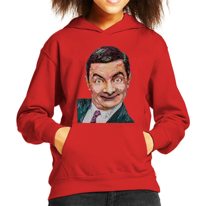 Sidney Maurer Original Portrait Of Mr Bean Rowan Atkinson Kids Hooded Sweatshirt - Kids Boys Hooded Sweatshirt