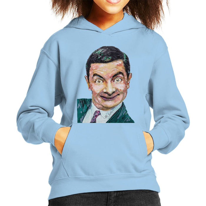 Sidney Maurer Original Portrait Of Mr Bean Rowan Atkinson Kids Hooded Sweatshirt - Kids Boys Hooded Sweatshirt