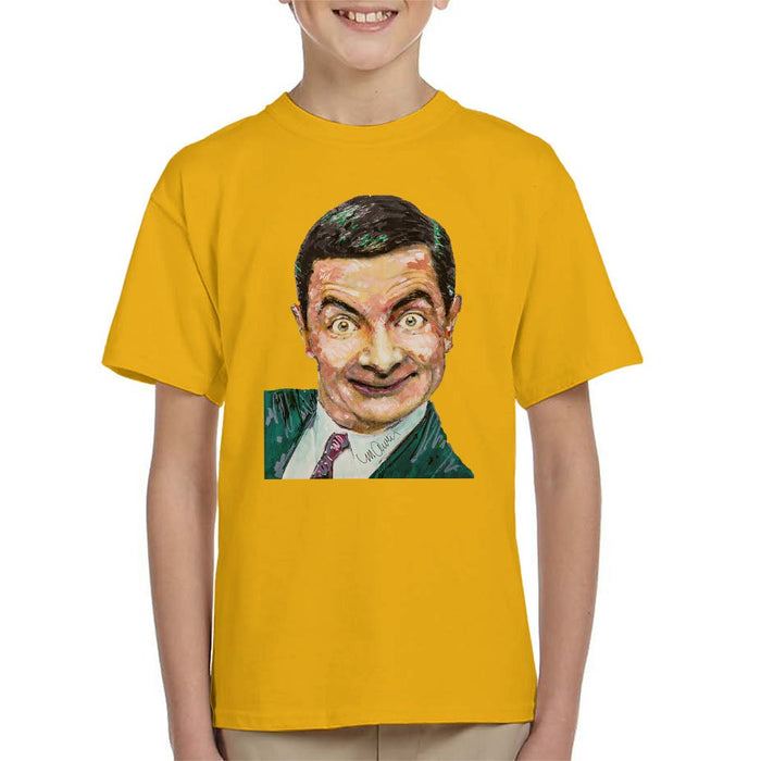 Sidney Maurer Original Portrait Of Mr Bean Rowan Atkinson Kids T-Shirt - Kids Boys T-Shirt