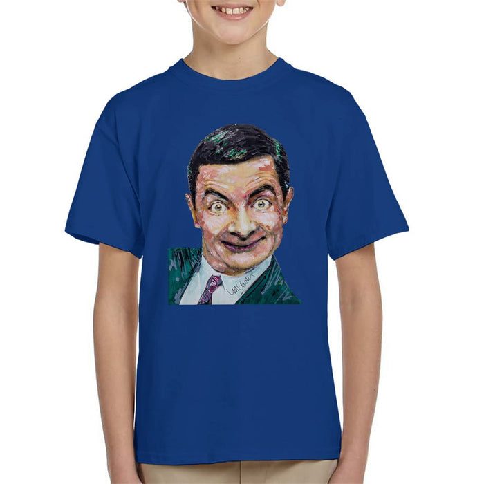 Sidney Maurer Original Portrait Of Mr Bean Rowan Atkinson Kids T-Shirt - Kids Boys T-Shirt