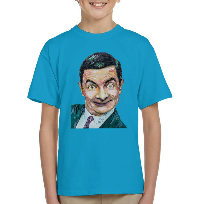 Sidney Maurer Original Portrait Of Mr Bean Rowan Atkinson Kids T-Shirt - Kids Boys T-Shirt