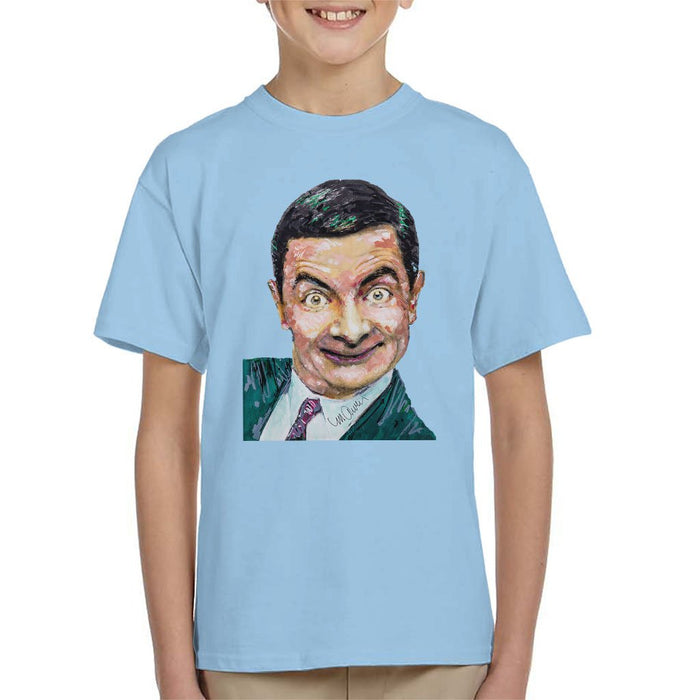 Sidney Maurer Original Portrait Of Mr Bean Rowan Atkinson Kids T-Shirt - Kids Boys T-Shirt
