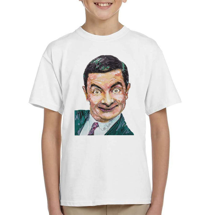 Sidney Maurer Original Portrait Of Mr Bean Rowan Atkinson Kids T-Shirt - Kids Boys T-Shirt