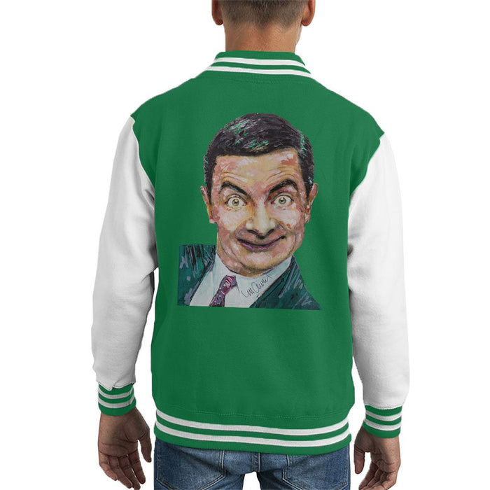 Sidney Maurer Original Portrait Of Mr Bean Rowan Atkinson Kids Varsity Jacket - Kids Boys Varsity Jacket