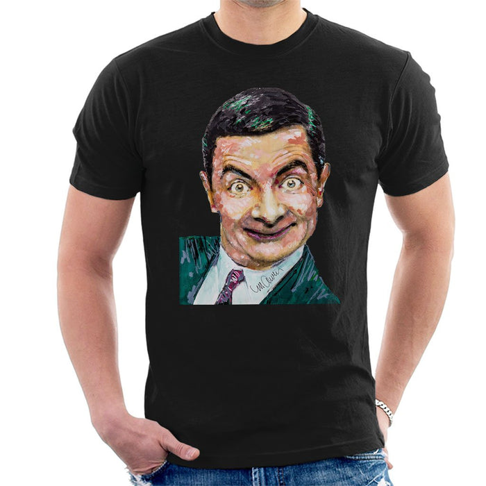 Sidney Maurer Original Portrait Of Mr Bean Rowan Atkinson Mens T-Shirt - Mens T-Shirt