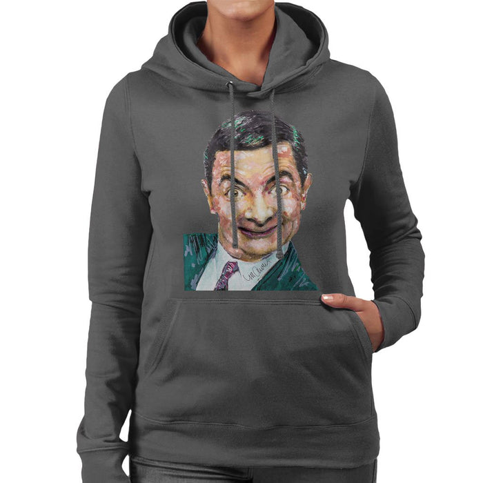 Sidney Maurer Original Portrait Of Mr Bean Rowan Atkinson Womens Hooded Sweatshirt - Womens Hooded Sweatshirt