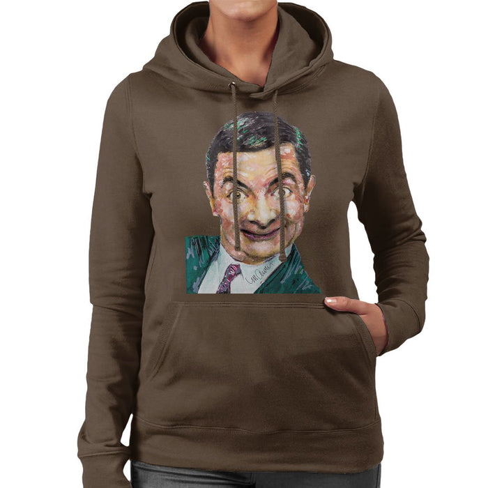 Sidney Maurer Original Portrait Of Mr Bean Rowan Atkinson Womens Hooded Sweatshirt - Womens Hooded Sweatshirt