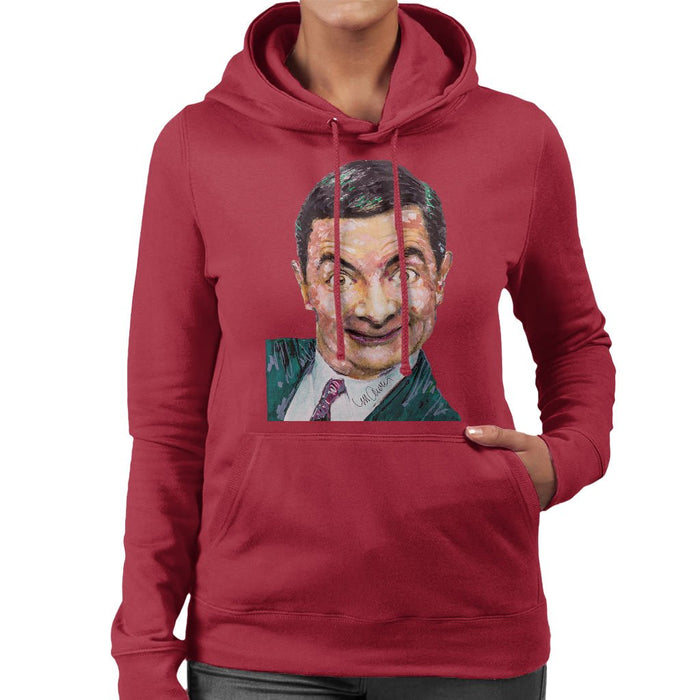 Sidney Maurer Original Portrait Of Mr Bean Rowan Atkinson Womens Hooded Sweatshirt - Womens Hooded Sweatshirt