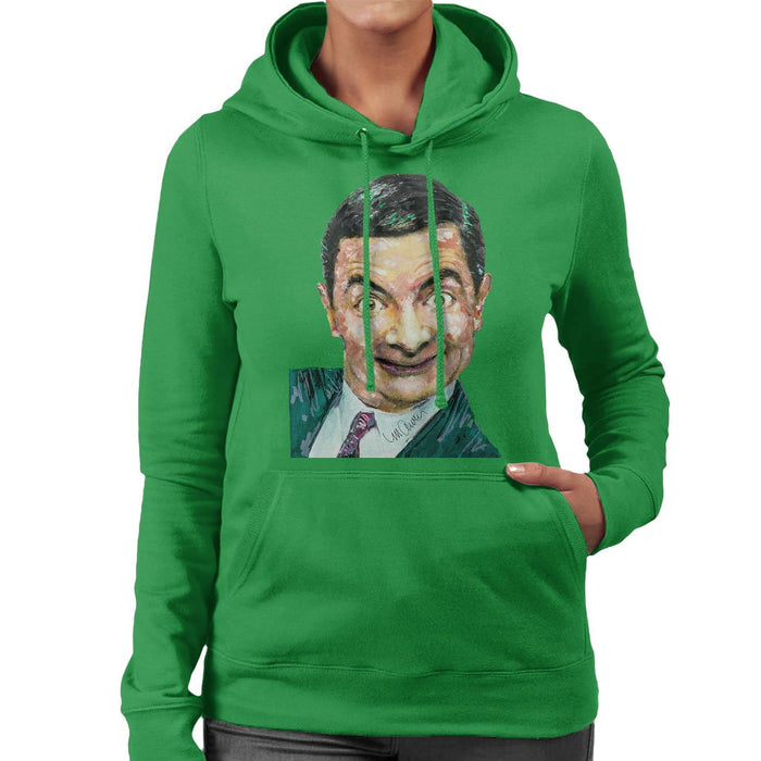 Sidney Maurer Original Portrait Of Mr Bean Rowan Atkinson Womens Hooded Sweatshirt - Womens Hooded Sweatshirt