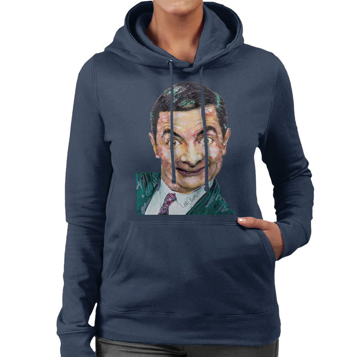 Sidney Maurer Original Portrait Of Mr Bean Rowan Atkinson Womens Hooded Sweatshirt - Womens Hooded Sweatshirt