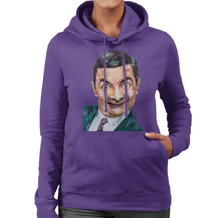 Sidney Maurer Original Portrait Of Mr Bean Rowan Atkinson Womens Hooded Sweatshirt - Womens Hooded Sweatshirt