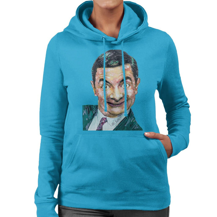 Sidney Maurer Original Portrait Of Mr Bean Rowan Atkinson Womens Hooded Sweatshirt - Womens Hooded Sweatshirt