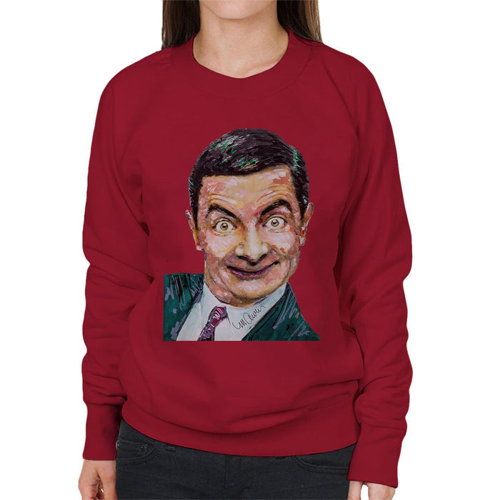 Sidney Maurer Original Portrait Of Mr Bean Rowan Atkinson Womens Sweatshirt - Womens Sweatshirt