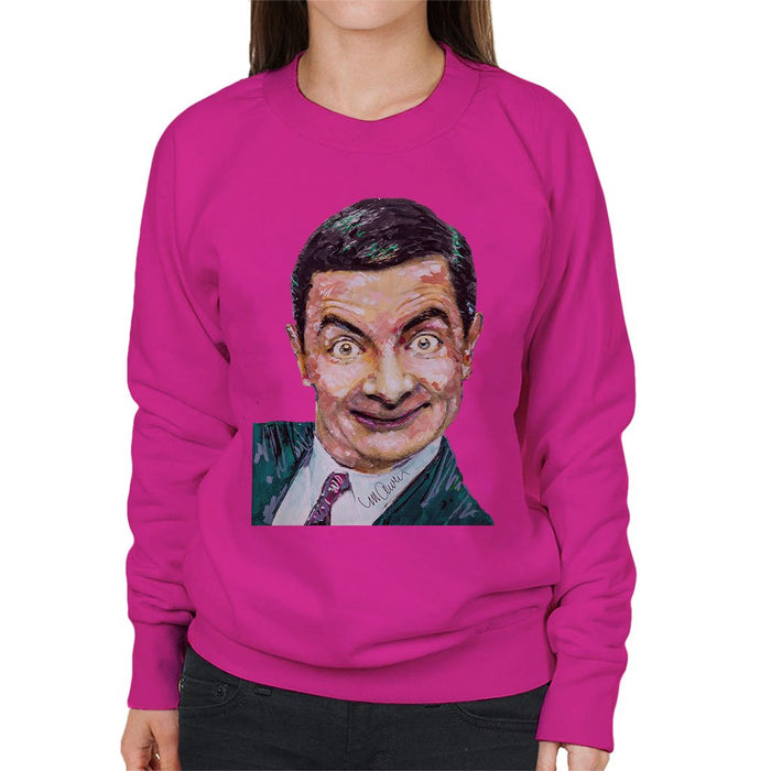 Sidney Maurer Original Portrait Of Mr Bean Rowan Atkinson Womens Sweatshirt - Womens Sweatshirt