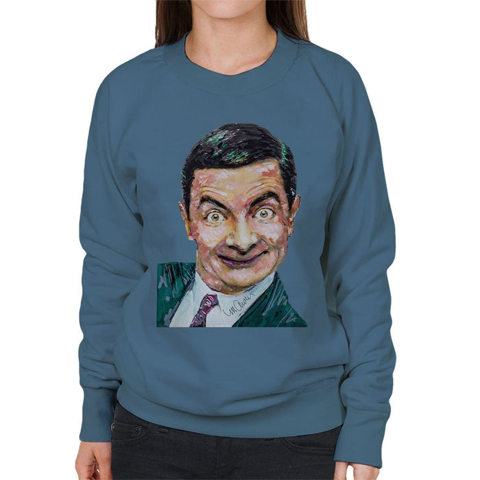 Sidney Maurer Original Portrait Of Mr Bean Rowan Atkinson Womens Sweatshirt - Womens Sweatshirt