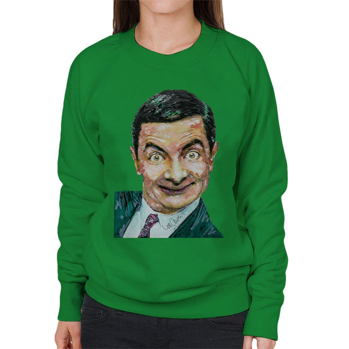 Sidney Maurer Original Portrait Of Mr Bean Rowan Atkinson Womens Sweatshirt - Womens Sweatshirt