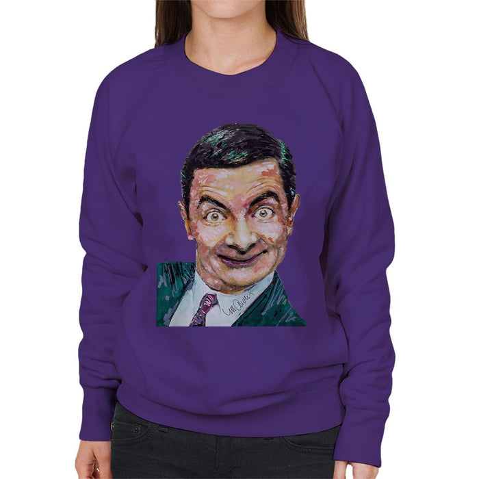 Sidney Maurer Original Portrait Of Mr Bean Rowan Atkinson Womens Sweatshirt - Womens Sweatshirt