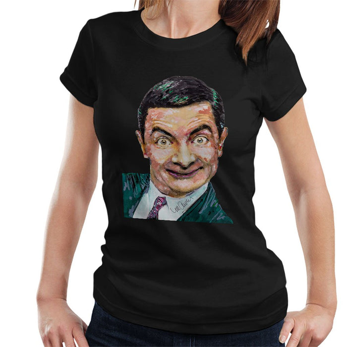 Sidney Maurer Original Portrait Of Mr Bean Rowan Atkinson Womens T-Shirt - Womens T-Shirt