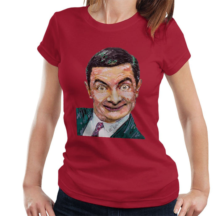 Sidney Maurer Original Portrait Of Mr Bean Rowan Atkinson Womens T-Shirt - Womens T-Shirt