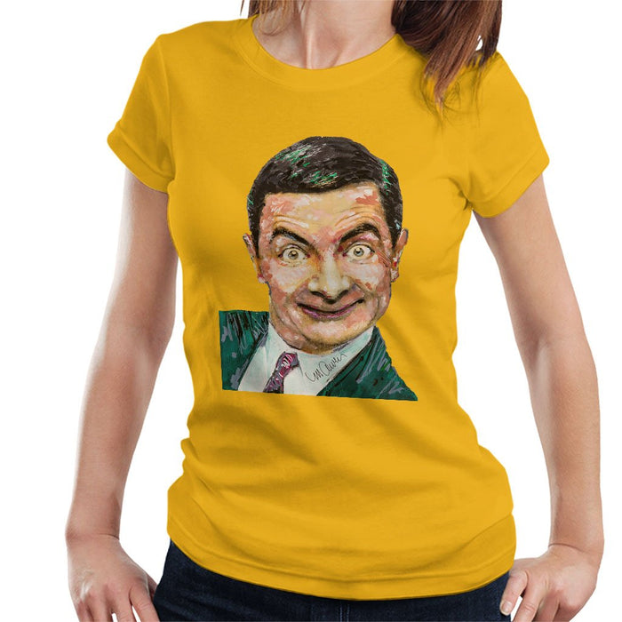 Sidney Maurer Original Portrait Of Mr Bean Rowan Atkinson Womens T-Shirt - Womens T-Shirt