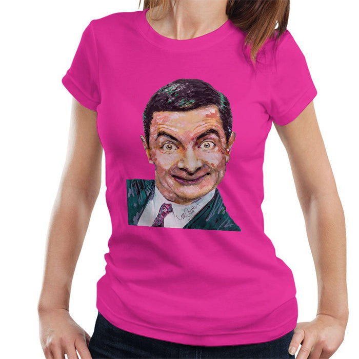 Sidney Maurer Original Portrait Of Mr Bean Rowan Atkinson Womens T-Shirt - Womens T-Shirt