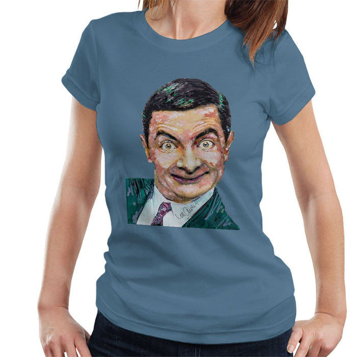 Sidney Maurer Original Portrait Of Mr Bean Rowan Atkinson Womens T-Shirt - Womens T-Shirt