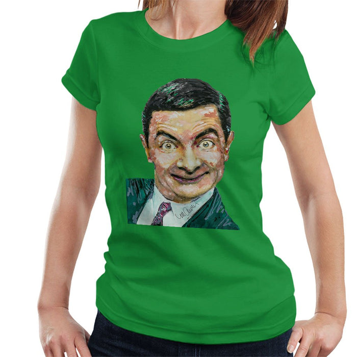 Sidney Maurer Original Portrait Of Mr Bean Rowan Atkinson Womens T-Shirt - Womens T-Shirt