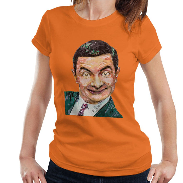 Sidney Maurer Original Portrait Of Mr Bean Rowan Atkinson Womens T-Shirt - Womens T-Shirt
