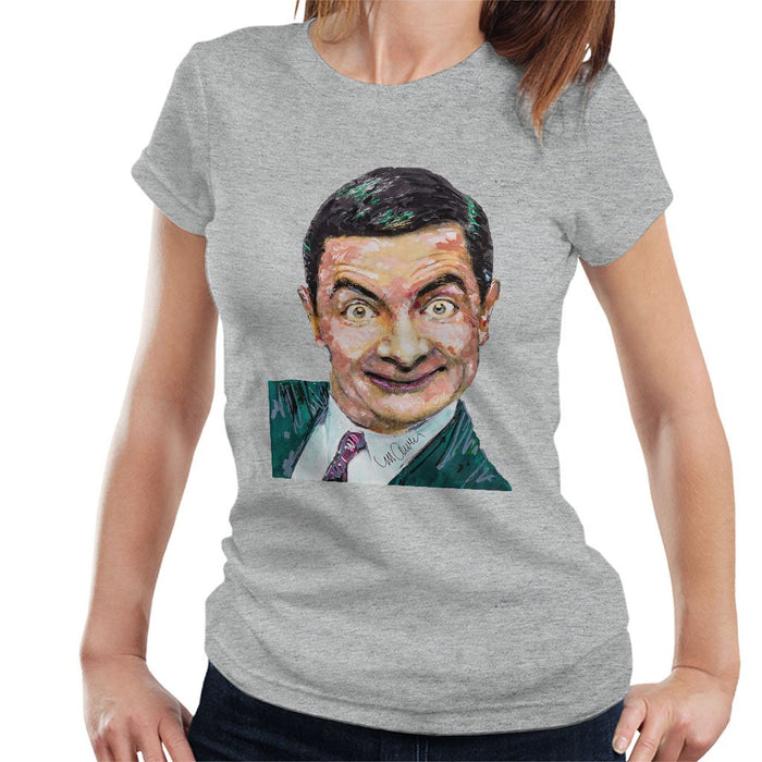 Sidney Maurer Original Portrait Of Mr Bean Rowan Atkinson Womens T-Shirt - Womens T-Shirt