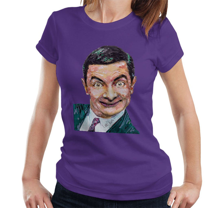 Sidney Maurer Original Portrait Of Mr Bean Rowan Atkinson Womens T-Shirt - Womens T-Shirt