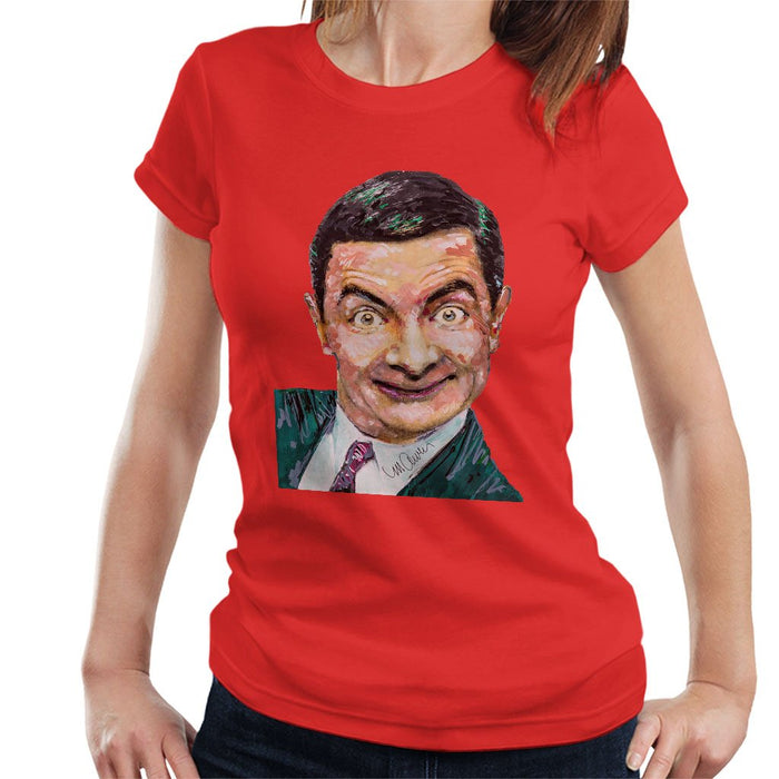 Sidney Maurer Original Portrait Of Mr Bean Rowan Atkinson Womens T-Shirt - Womens T-Shirt