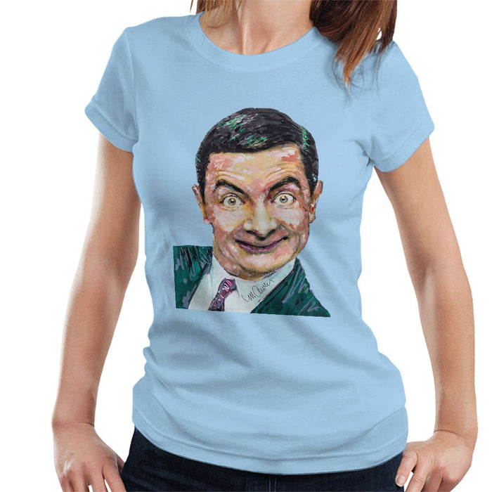 Sidney Maurer Original Portrait Of Mr Bean Rowan Atkinson Womens T-Shirt - Womens T-Shirt