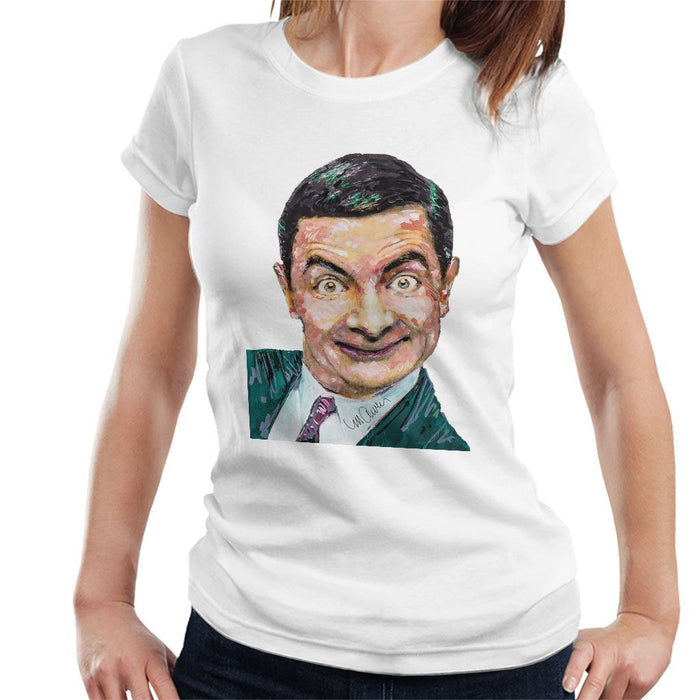 Sidney Maurer Original Portrait Of Mr Bean Rowan Atkinson Womens T-Shirt - Womens T-Shirt