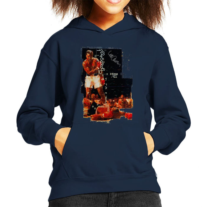 Sidney Maurer Original Portrait Of Muhammad Ali Sonny Liston Knockout Kids Hooded Sweatshirt - Kids Boys Hooded Sweatshirt